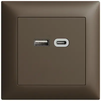 Presa INC USB 18W tipo A + tipo C Feller EDIZIOdue FMI 230V 3600mA coffee 