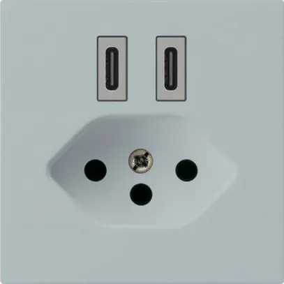 USB-Ladesteckdose Hager kallysto C-C 20W+T13 5V 60×60mm grau 