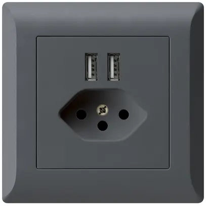 Prise ENC 2×USB & T13 kallysto.line 2400mA anthracite 