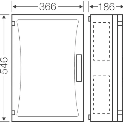 Scatola p.apparecchio Hensel FP 0461 gr.vuoto con porta tr chiuso 366×546×186mm 