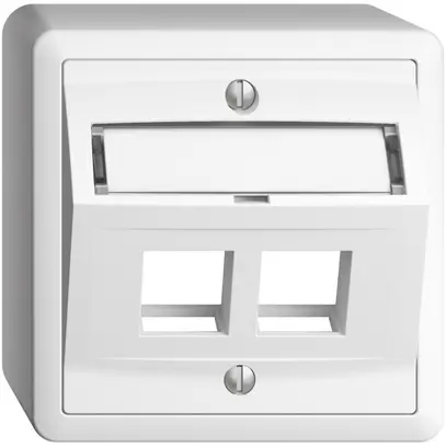 Kit montaggio AP EDIZIOdue, con cappa di uscita obliqua, per 2×Keystone, bianco 