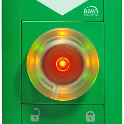 Terminale di comando di fuga BSW, verde, con tasto, intt, pittogramma 