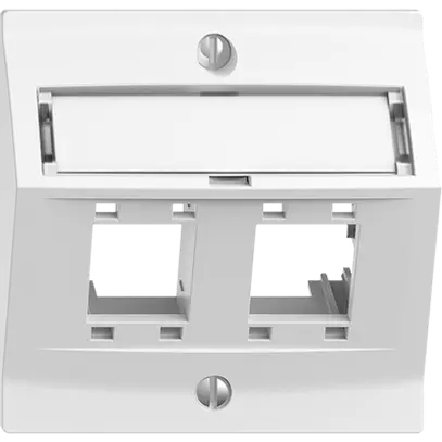 Montageset EDIZIOdue, mit Schrägauslasshaube, für 2×RJ45, weiss 