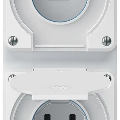 Combinazione INC robusto 2×1, 2×presa T23 IP55 bianco 