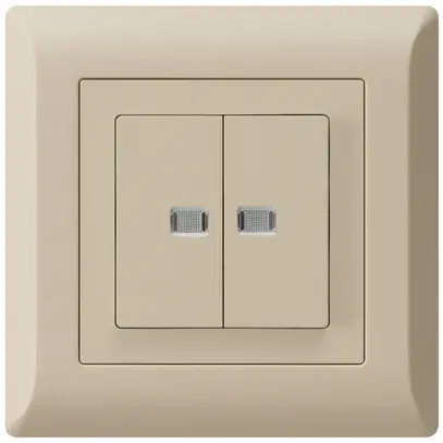 Interrupteur poussoir lumineux ENC kallysto.line 1/3+3/1 avec 2 lentilles beige 