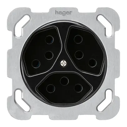 Insert pour prise ENC basico 3×type 13 noir avec sécurité enfants 
