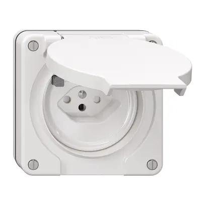 Prise FI NUP NEVO, 30mA, type 13, a.shutter, a.bornes de raccordement, blanc 
