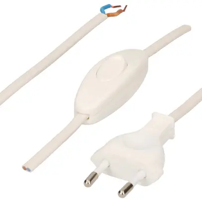 Câble de raccordement MH PVC 2.5A 230V 2×0.75mm² T26-libre a.interrupteur 2m bc 