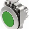 EB-Druckschalter EAO45, R, grün Ring sandgrau, flach 