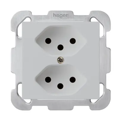 Prise ENC kallysto 2×T13 gris clair sécurité enfants plaque de fixation 