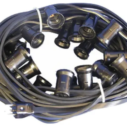 Illuminations-Girlande mit 10 Fassungen E27, T12, 10m, schwarz 