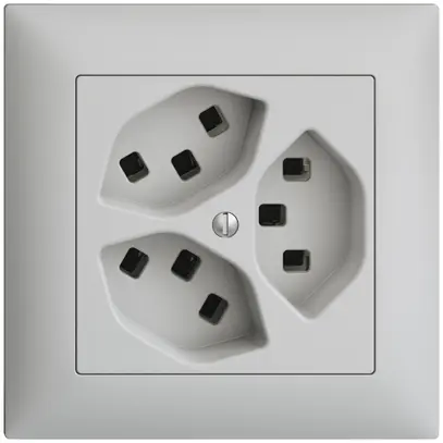 Presa INC 3×T23 16A EDIZIOdue grigio chiaro, con morsetti innest. 