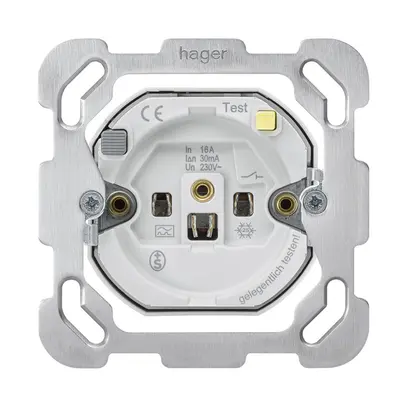Inserto per presa Hager montaggio F 16A FI 30mA con placca di fissazione 