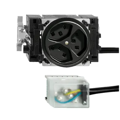 Prise INC 3×T23 16A noir 53mm L1 FH pour Ecobus power 