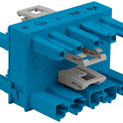 Bloc de distribution WINSTA MIDI 5L 1 fiche/3 prises, bleu 