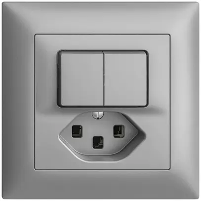 Combinazione INC 2×A-R/1L+T23 silver 16A EDIZIOdue 