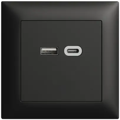 Prise ENC USB 18W type A + type C Feller EDIZIOdue FMI 230V 3600mA noir 