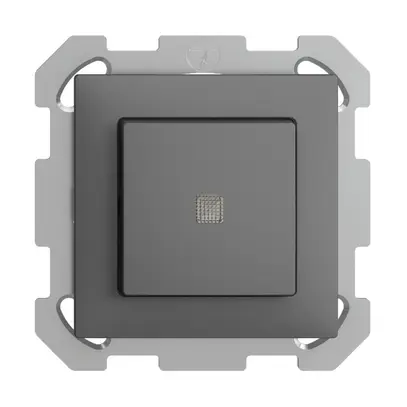 Contact à poussoir lum. ENC EDIZIOdue A-R/1P gris foncé, avec lent. LED jaune 