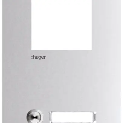 Plaque frontale Hager intercom mono 1× 150×255×32mm acier affiné 