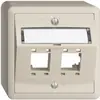 Kit montaggio AP EDIZIOdue, con cappa di uscita obliqua, per 2×RJ45, crema 