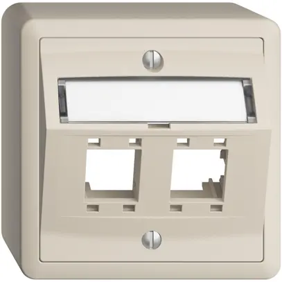 Kit de montage AP EDIZIOdue, avec capot de sortie oblique, pour 2×RJ45, crema 