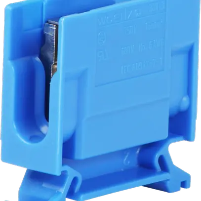 Borne de dérivation Woertz 6…16mm² 76A 750V vis 2×1 rail DIN 35mm bleu 