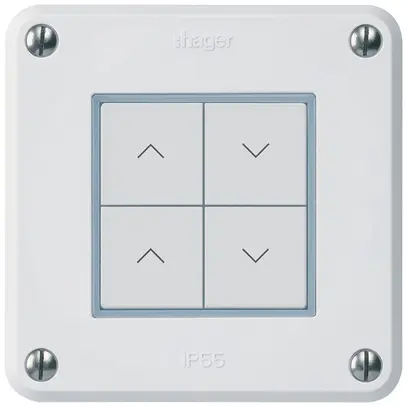 Poussoir pour stores KNX ENC Hager BA robusto C quadruple 86×86mm blanc 