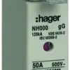 Fusibile HPC Hager DIN000 500VAC 50A gG/gL segnalatore doppio antiruggine 