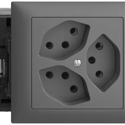 EB-Steckdose EDIZIOdue 3×T13 49…69mm Snap dunkelgrau 