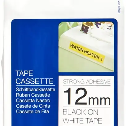 Cassette ruban Brother TZe-S231 12mm×8m, blanc/noir 