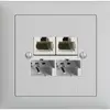 Presa INS SOHO 2×TT/2×RJ45/u sep.ITplus EDIZIOdue grigio chiaro 