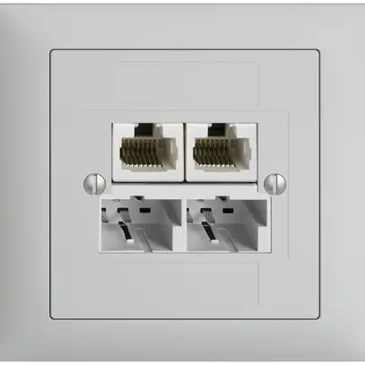 Prise INC SOHO 2×TT/2×RJ45/u sép.ITplus EDIZIOdue gris clair 