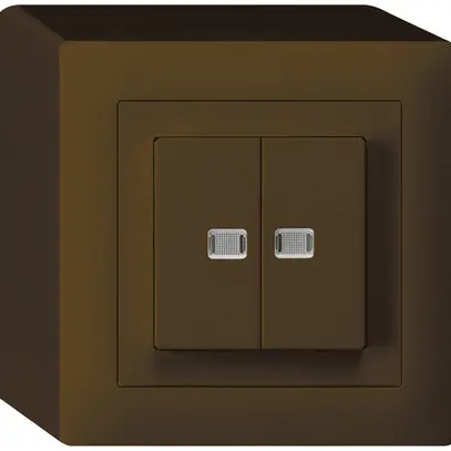 Interruttore pulsante luminoso AP kallysto 1/3+3/1 con 2 lenti marrone 