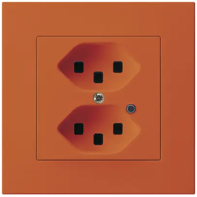 Prise ENC Hager KPR, 2×T23, illuminé, 16A 250V, orange 