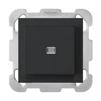 Interruttore pulsante luminoso INC kallysto 6/1P nero con piastra di fissaggio 