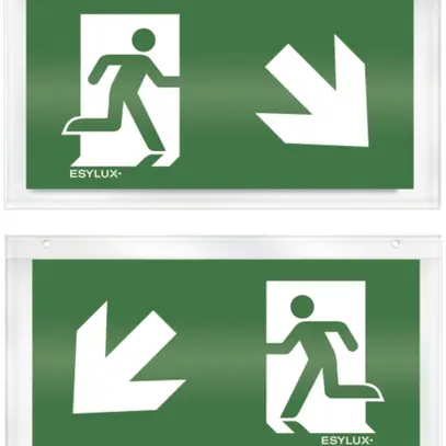 Plaque avec pictogramme ESYLUX pour SLX recto/verso flèche bas d/g 