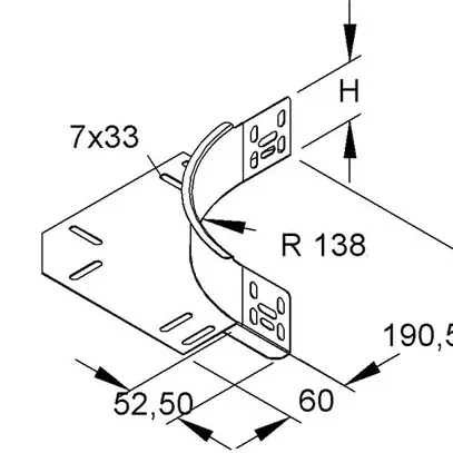 Gomito angolare per canale portacavi M60mm zincato sendzimir 