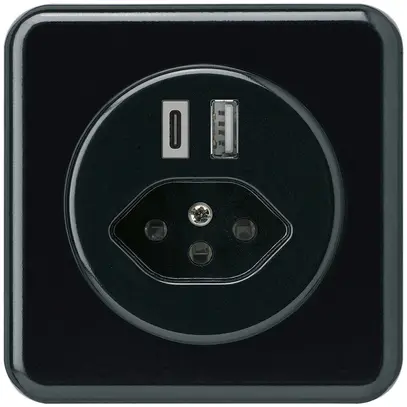 Presa di carica USB INC basico 18W PD 1×tipo A 1×tipo C T13 placca cop&fiss ne 