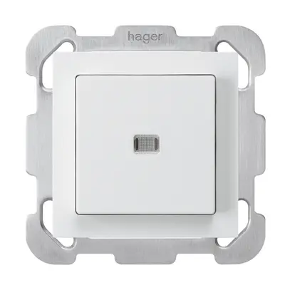 Interrupteur poussoir lumineux ENC kallysto 3/1P blanc avec plaque de fixation 