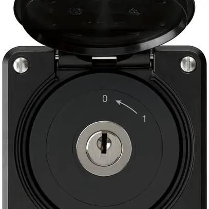 Contact pivotant à clé ENC robusto IP55 noir avec clapet 2P 