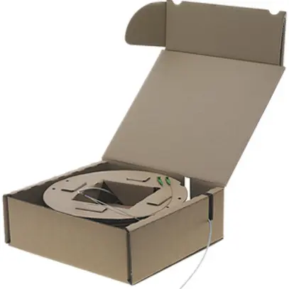 Kit FTTH R&M, boîtier 88×88mm bc avec 1×LC/d, 4×OS2-G657A sur 2×LC-APC 50m 