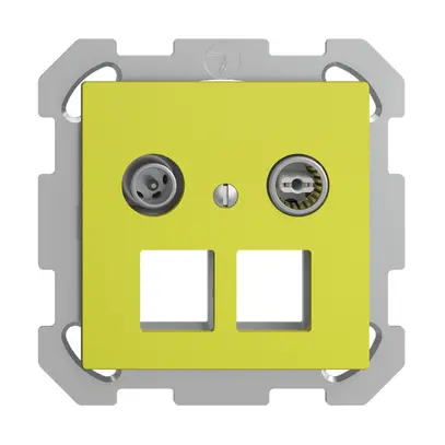 Prise multimédia 19dB ENC Edue FM, prise de passage, pour 2×RJ45 Keystone, lemon 