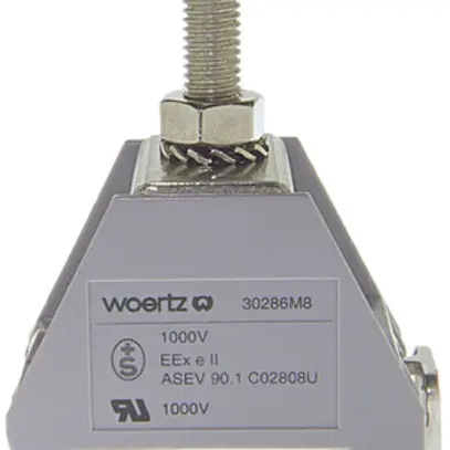 Morsetto di passaggio componibile Woertz 95mm² 200A 750V bullone 1×1 DIN 35mm gr 