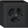 Prise AP kallysto 3×T13 noir avec sécurité enfants 