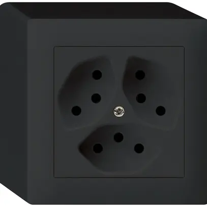 Presa AP kallysto 3×T13 nero con protezione bambini 