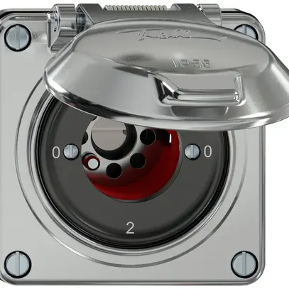 UP-Schlüsselschalter ELEMENT SNAPFIX® 2/1L Klappdeckel 16A 400V 0-1-0-2 alu 