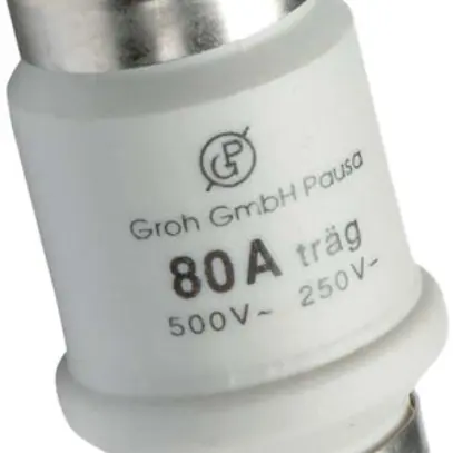 Fusible D Hager DTIV 34×56mm, caractéristique de déclenchement retardé T 80A gG 