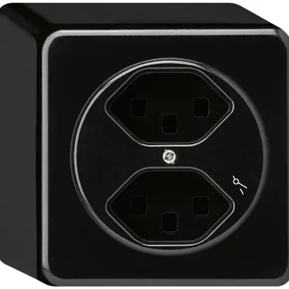 Presa AP Hager basico 2×tipo 23 1×S Q nero 