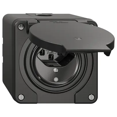 Prise NAP NEVO, 1×T23, IP21, a.LED, noir 