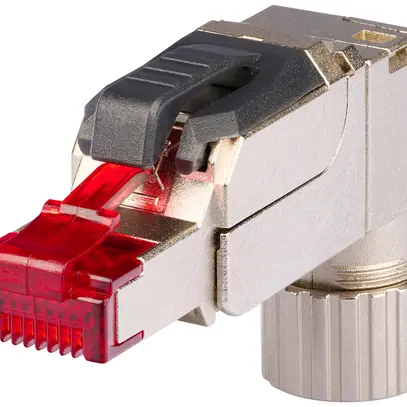 Feldstecker R&M FM45 Slim, RJ45/s/u Kat.6A AWG22…26, gewinkelt, grau/rot 
